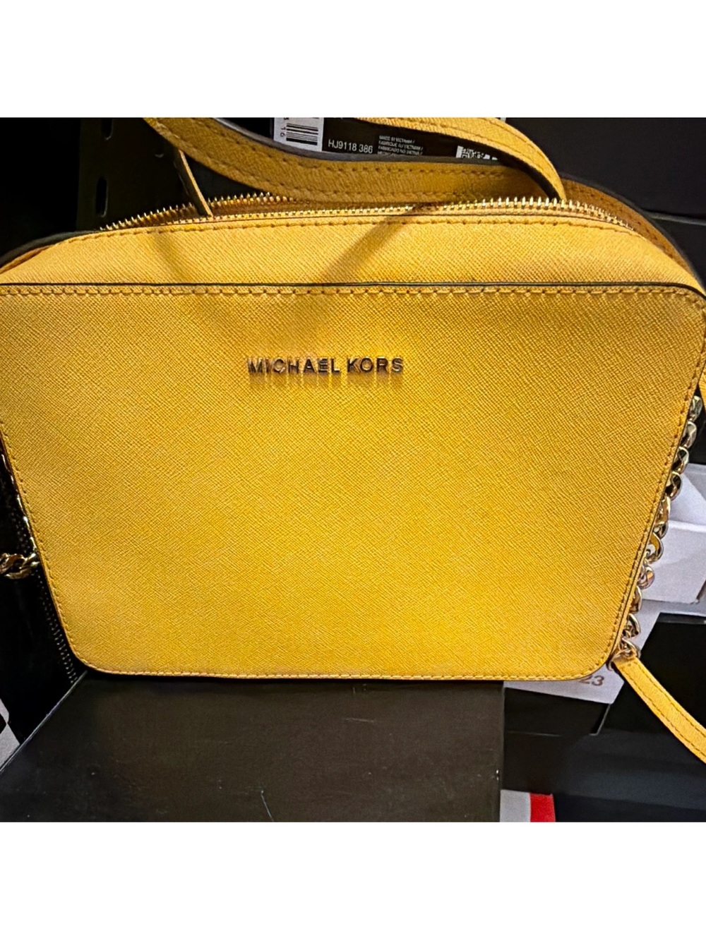 Michael Kors Yellow Saffiano Leather Crossbody Purse